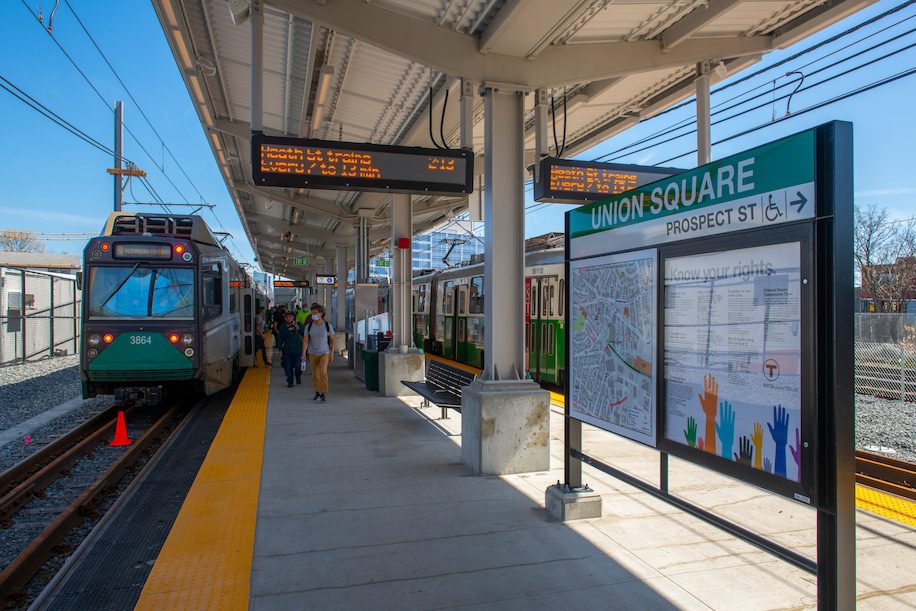 The new union square green line T station is in operation