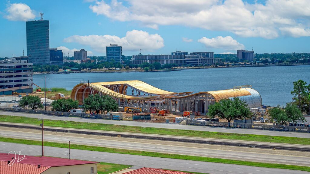 Aerial view of Port Wonder under construction on the lakefront