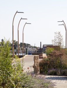 Gloucester Harborwalk waterfront cultural trail is planted with pollinator gardens