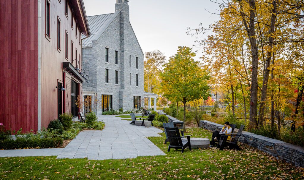 At Williams Inn, which occupies the site of a former facilities yard, the rugged site is a mix of restored native wetland